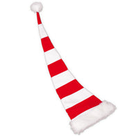 narrenwelt Mütze Köln lang a.100 cm geringelt rot/weiß Samt Mütze  Hut Unisex Erwachsene