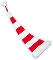 narrenwelt Mütze Köln lang a.100 cm geringelt rot/weiß Samt Mütze  Hut Unisex Erwachsene