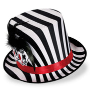 narrenwelt Zylinder Pierrot Zylinder Hut mit rotem Satinband Spielkarten Feder Clown Gr. 60 cm