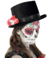 narrenwelt Zylinder schwarz mexikanischer Totentag Tex Mex Look Dia de los Muertos  Hut Gr. 60 cm