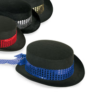 narrenwelt  Zylinder Damenzylinder schwarz Pailettenzylinder mit Pailettenband Damen  Hut Gr. 58 cm