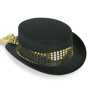 narrenwelt  Zylinder Damenzylinder schwarz Pailettenzylinder mit Pailettenband Damen  Hut Gr. 58 cm