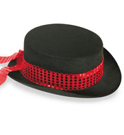 narrenwelt  Zylinder Damenzylinder schwarz Pailettenzylinder mit Pailettenband Damen  Hut Gr. 58 cm