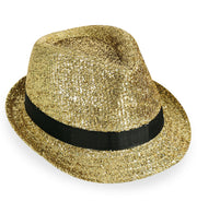 narrenwelt Trilby Gala Hut  Glitzer mit Band Damenhut Glitzer gold + silber sortiert   Gr. 58