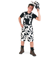 narrenwelt Kuh Hose Plüsch schwarz/weiß kurze Kuhhose Latzhose Bayern Gaudi Fest im Oktober Gr. M  Bierzelt