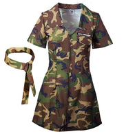 narrenwelt Armyfrau Damen Kleid in Tarnfarben Camouflage 1tlg Kleid mit Stirnband 34-42