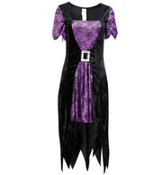 narrenwelt Kostüm Hexe Violetta Halloween Damen Kleid Pannesamt Damenkostüm  Gr. 36 - 44
