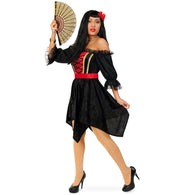 narrenwelt Kostüm Megan Damen Kleid + Gürtel Carmenlook Piratin Flamengotänzerin Renaissance wandelbares Outfit