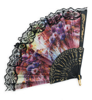 narrenwelt Fächer schwarz mit Blumen blau und Goldbordüre