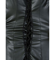 narrenwelt Kostüm Black Dress Damen Kleid Vamp mit Felloptik-Besatz Halloween Karneval Gr 34 - 40