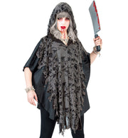 narrenwelt Kostüm Cape Zombie 1 tlg. mit Kapuze Halloween  Einheitsgröße