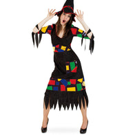 narrenwelt Kostüm Hexe Flickenhexe Halloween Damen Kleid 1tlg. Damenkostüm  Gr 38 - 44