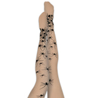 narrenwelt Strumpfhose Spider beige mit Spinnen Halloween  Horror Zombie Hexe Dracula Fasching Karneval 50den