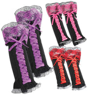 narrenwelt Armstulpen schwarz mit bunter Spitze Damen Handschuhe Fasching Karneval Kostüm Accessoires