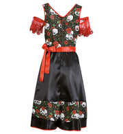 narrenwelt Kostüm Rosinda Damen Kleid mit Schürze Halloween Horror mex. Totentag tex mex Look Fasching Karneval