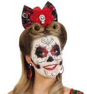 narrenwelt Haarclip Sugar Scull Mex.Totentag rote Blumen Kostüm Accessoires Halloween  tex mex Look Zombie Geisterstunde