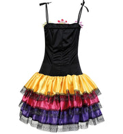 narrenwelt Kostüm Catrina Zombie Kleid Halloween Horror Dia DE LOS Muertos  Skelettdruck Tex Mex Look  Damenkostüm 34