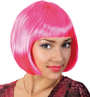 narrenwelt Perücke Lola Neon pink SE Party glatt  Frisur Kurzhaar Bob Fasching Karneval Accessoire