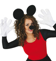 narrenwelt Set Comic Maus Haarreif Mausohren + Handschuhe + Nase 3tlg Set Comic Maus schwarz