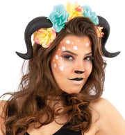 narrenwelt Haarreif Widder mit Blumen Accessoires Haarschmuck Kopfschmuck