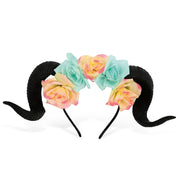 narrenwelt Haarreif Widder mit Blumen Accessoires Haarschmuck Kopfschmuck