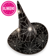 narrenwelt Hexenhut mit LED blinkend Spinnennetz - Print Halloween Hexen Hut