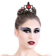 narrenwelt Diadem Angel schwarz mit Blutstein rot Krone Teufelin Vamp Halloween Darkness Cothic Königin Kostüm Accessoire