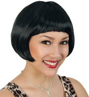 narrenwelt Perücke Party Cats schwarz SE Party glatt  Frisur Kurzhaar Bob Fasching Karneval Accessoire