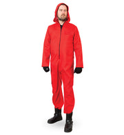 narrenwelt Kostüm Jumpsuit Overall Cosplay PB  rot mit Gürtel und Kapuze Fasching Karneval Gr. M Unisex 318