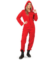 narrenwelt Kostüm Jumpsuit Overall Cosplay PB  rot mit Gürtel und Kapuze Fasching Karneval Gr. M Unisex 318