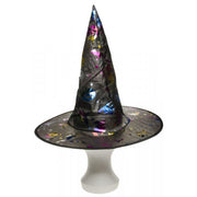 narrenwelt Hexenhut klein Kinder Hexen Hut mit Metallic-Glanz-Print f.. Kinder Popup 35cm hoch Ø38,5cm Halloween