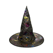 narrenwelt Hexenhut klein Kinder Hexen Hut mit Metallic-Glanz-Print f.. Kinder Popup 35cm hoch Ø38,5cm Halloween