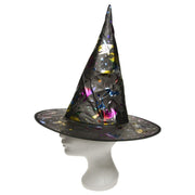 narrenwelt Hexenhut klein Kinder Hexen Hut mit Metallic-Glanz-Print f.. Kinder Popup 35cm hoch Ø38,5cm Halloween
