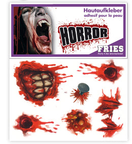 narrenwelt Hautaufkleber Horror Halloween Tattoo selbsthaftend  Zombie Narbe Wundentattoo Horrorwunde Horrornarbe sortiertl  Design 2