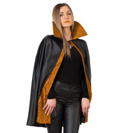 narrenwelt Kostüm Vampircape mit Stehkragen PB 1tlg  Paspel gold Umhang Horror  Halloween  Einheitsgröße Unisex