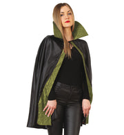narrenwelt Kostüm Vampircape mit Stehkragen PB 1tlg  Paspel oliv Umhang Horror  Halloween  Einheitsgröße Unisex