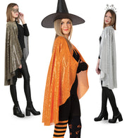narrenwelt Kostüm Pailetten Cape gold PB 1tlg  Umhang Party Silvester Horror Halloween  Einheitsgröße Unisex