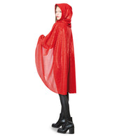narrenwelt Kostüm Glamour Cape rot glänzend mit fließender Kapuze PB 1tlg Party Teufel Nikolaus Umhang Halloween Unisex