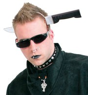 narrenwelt Scherzmesser Messer im Kopf Messer - Haarreif blutig Messerhaarreif Scherzartikel Halloween