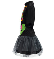 narrenwelt Kostüm Gerippchen Kleid nachtleuchtend GID bunt Halloween Skelett Mädchen Teenie 140 - 164