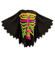narrenwelt Kostüm Umhang Skelett bunt GID nachtleuchtend 1 tlg. Umhang Überwurf Teenie Line Halloween  Skelett Gr 128