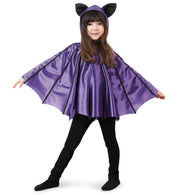 narrenwelt Kostüm Cape Fledermaus mit Kapuze und Fledermausohren 1 tlg. Umhang Halloween  Gr 128/140