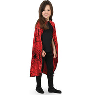 narrenwelt Kostüm Halloween Cape Kinder Umhang mit Spinnendruck 1 tlg. rot  Gr 128/140