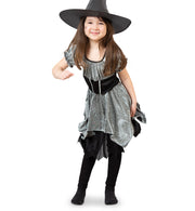 narrenwelt Kostüm Silber Hexlein Hexe Kleid Mädchen Hexenkleid Teenie Line Halloween