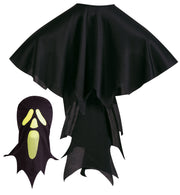 narrenwelt Kostüm Ghost Cape mit Haube schwarz 1 tlg. Geist Umhang Überwurf  Halloween  Gr 104/116 + 128/140
