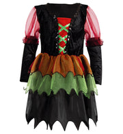 narrenwelt Kostüm Hexe Kind Halloween Kleid  Tutu - Rock Hexenkleid bunt Kleinkind  Mädchen 116 - 140