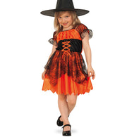 narrenwelt Kostüm Halloweenhexe Hexe Halloween Kleid  orange Kleinkind  Mädchen 104 - 128