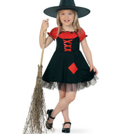 narrenwelt Kostüm Hexe Halloween Kleid schwarz/rot Mädchen Kostüm Gr 104 + 116
