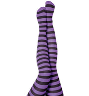 narrenwelt Ringelstrumpfhose Damen Strumpfhose geringelt Halloween Gothic Punk lila