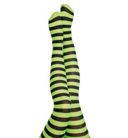 narrenwelt Ringelstrumpfhose Damen Strumpfhose geringelt Halloween Gothic Punk grün